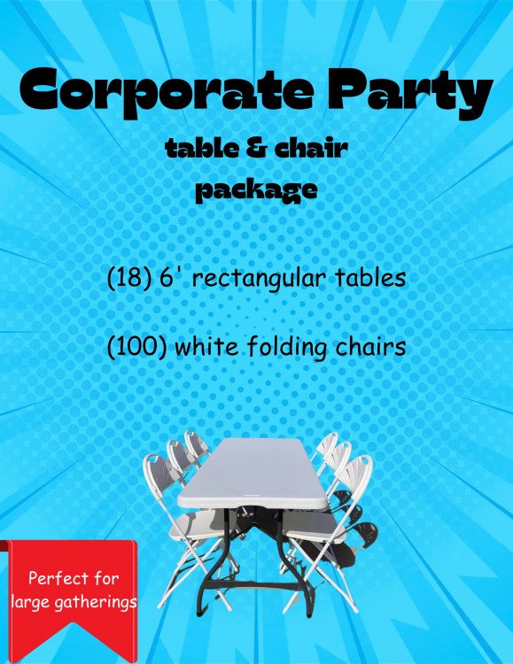 Corporate party table and chair package