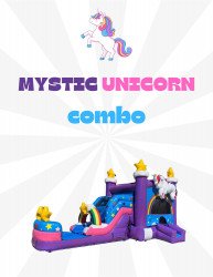 Mystic Unicorn bounce house w/slide combo