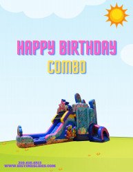 Happy Birthday bounce house w/slide combo