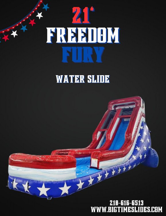 21' Freedom Fury water slide - Big Time Slides Stockdale TX