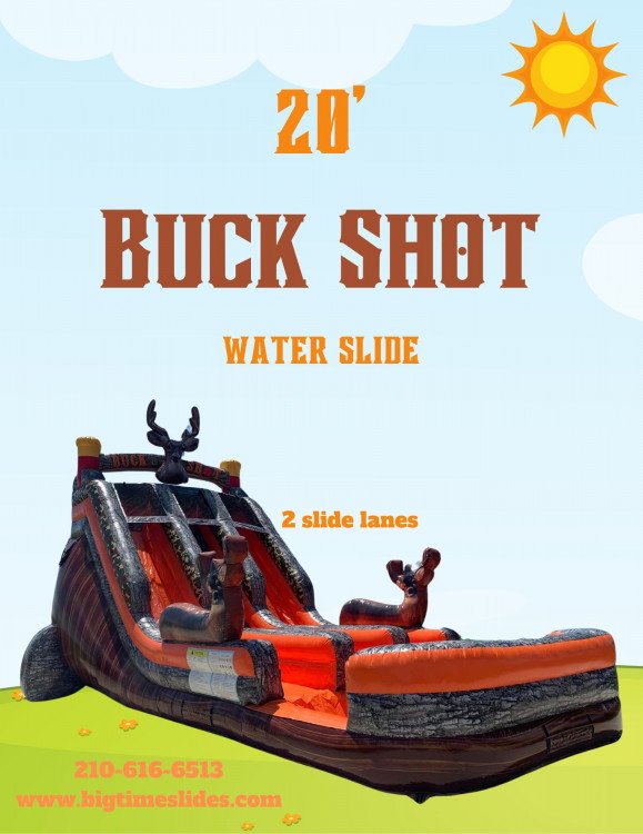 20' Buck Shot double lane water slide - Big Time Slides Stockdale TX