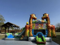 gsc 1718998337 Giraffe Safari bounce house w/ slide combo (wet/dry)