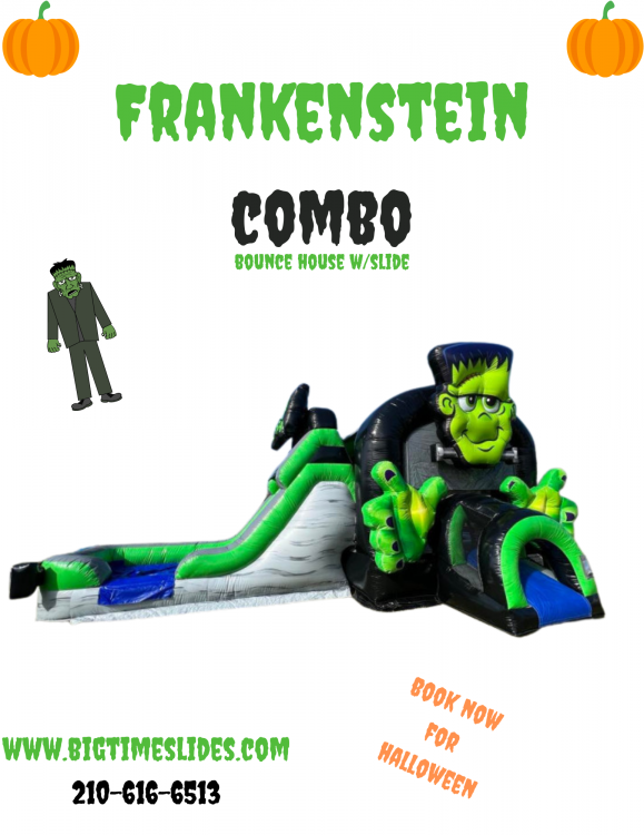 Frankenstein bounce house with slide combo