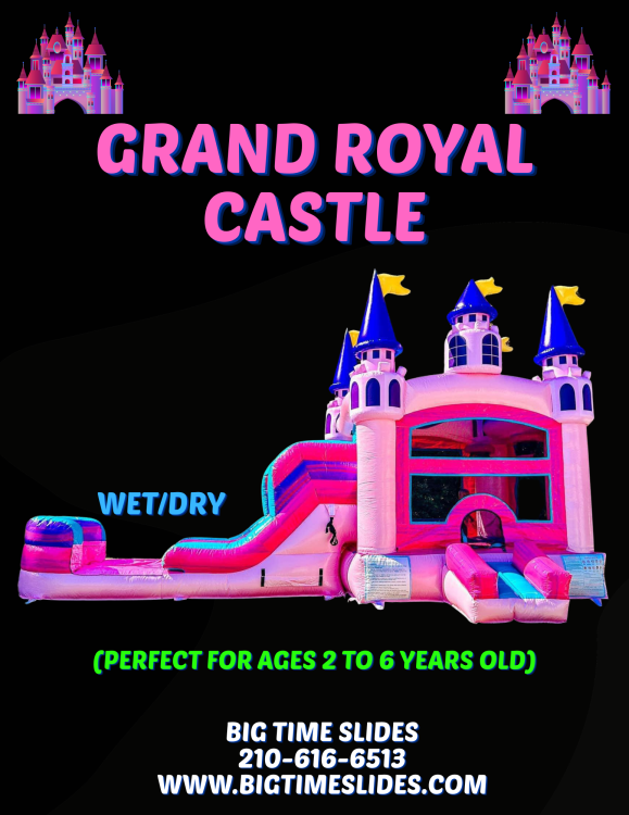 Grand Royal Castle bounce house w/slide combo (wet/dry)