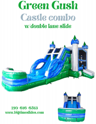 Green Gush bounce castle w/slide combo (wet/dry)