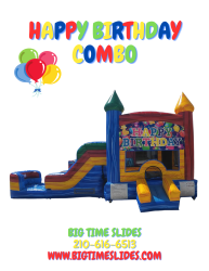 Happy Birthday bounce house w/slide combo (wet/dry)