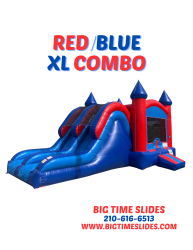 Red/Blue XL bounce house w/slide combo