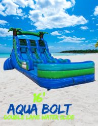 16' Aqua Bolt double lane water slide