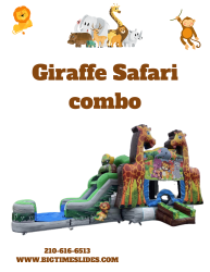Giraffe Safari bounce house w/ slide combo (wet/dry)